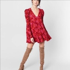 FREE PEOPLE Hello Lover Puff Sleeve mini dress XS